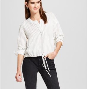 Poplin drawstring blouse